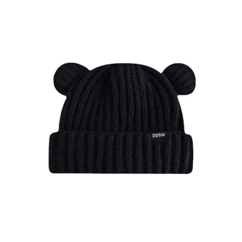 New Cute Bear Ear Woolen Hat Children Korean Version Of Face Small Knitted Hat Japanese Warm Earmuff Hat Item Picture
