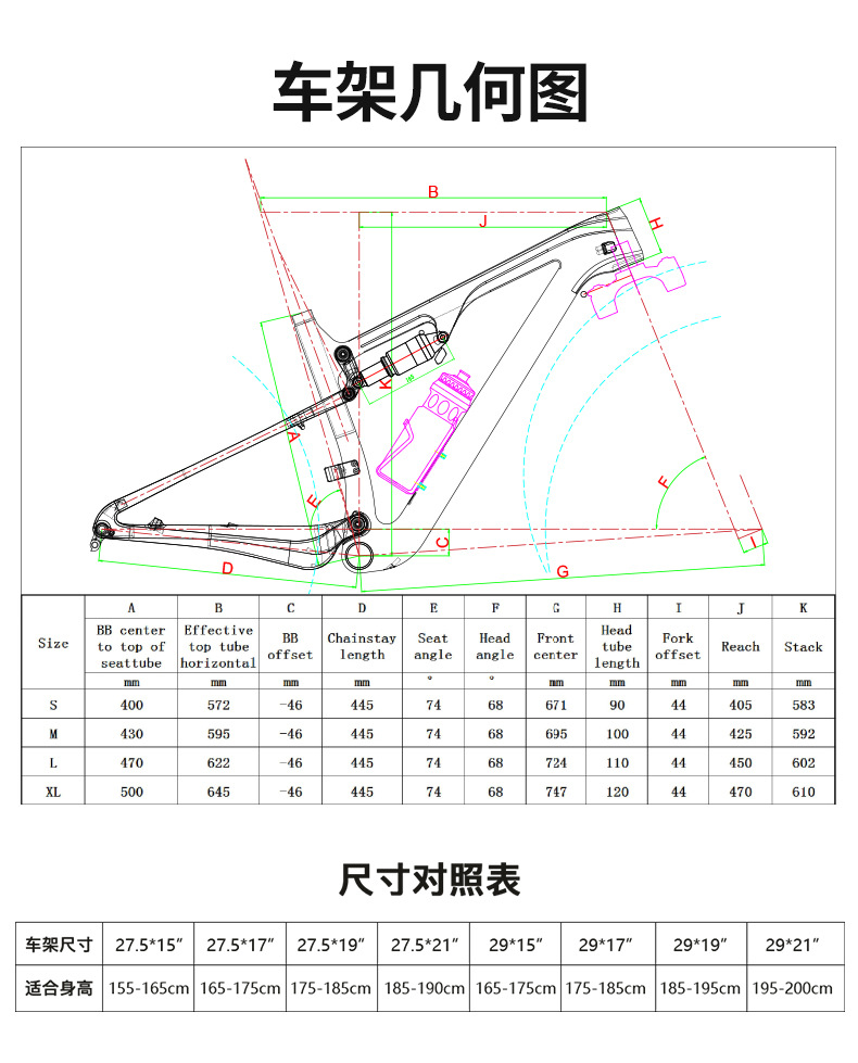 骓特碳纤维山地车OVERLORD软尾双避震减震AM越野电变12变速自行车详情13