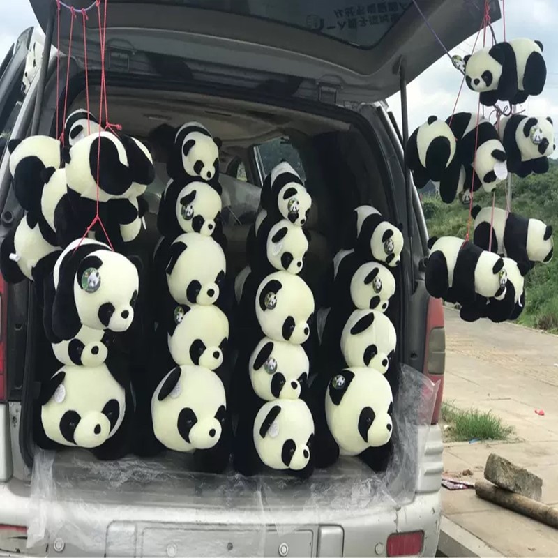 可爱大熊猫公仔毛绒玩具仿真趴款熊猫玩偶抱枕地摊摆件可加logo