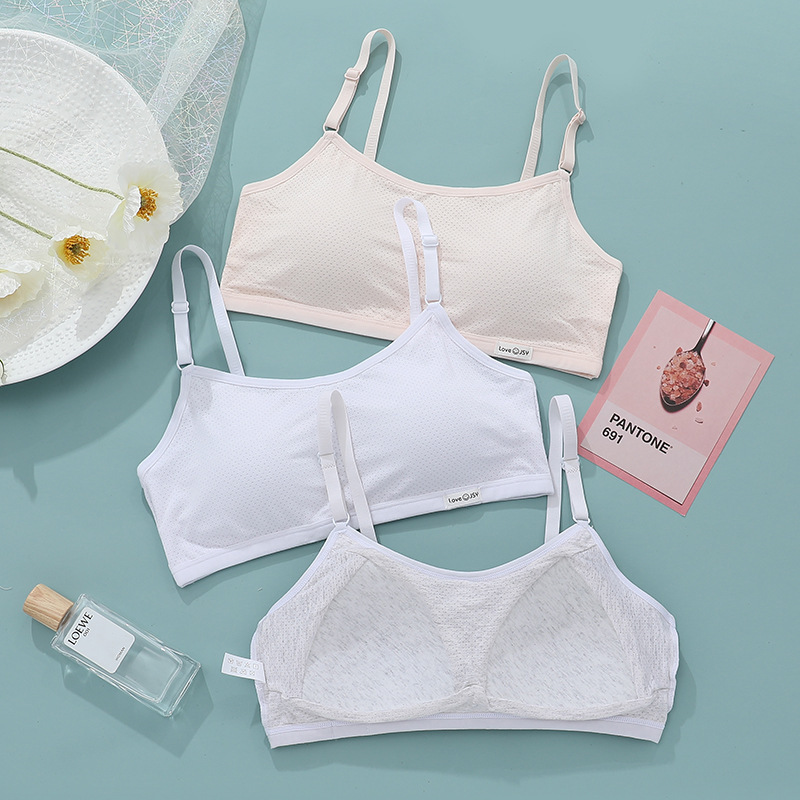 Girly vest Thin shoulder strap Breathable mesh underwear women's cotton inner anti-slip fixed cup student bra Specification drawing