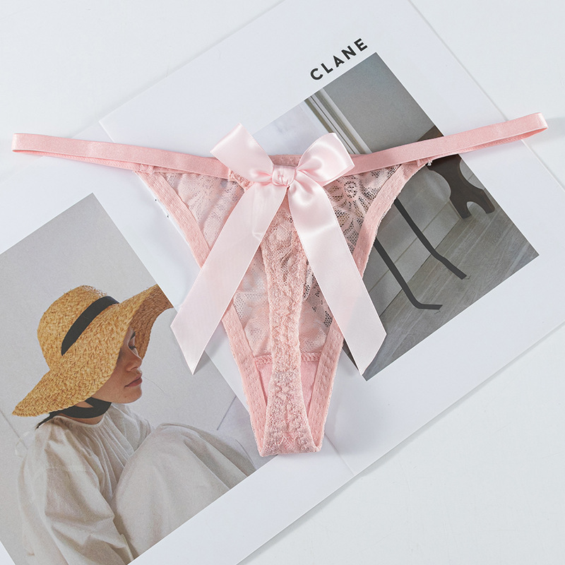 Cross-Border Lace Sexy Thong For Women Back Hot Bow Bikini Low Waist Breathable T Pants Application Scenario