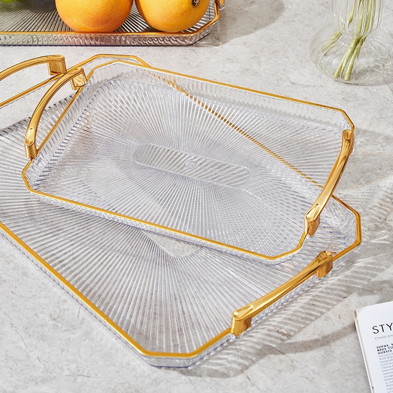 Phnom Penh transparent fruit plate, plastic PET tabletop, hand-held large plate, hotel reception coffee table, fruit basket manufacturer wholesale Specification image