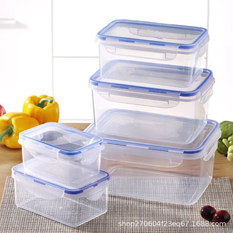 食品级厨房冰箱保鲜盒微波炉耐热塑料饭盒水果收纳长方形密封带盖