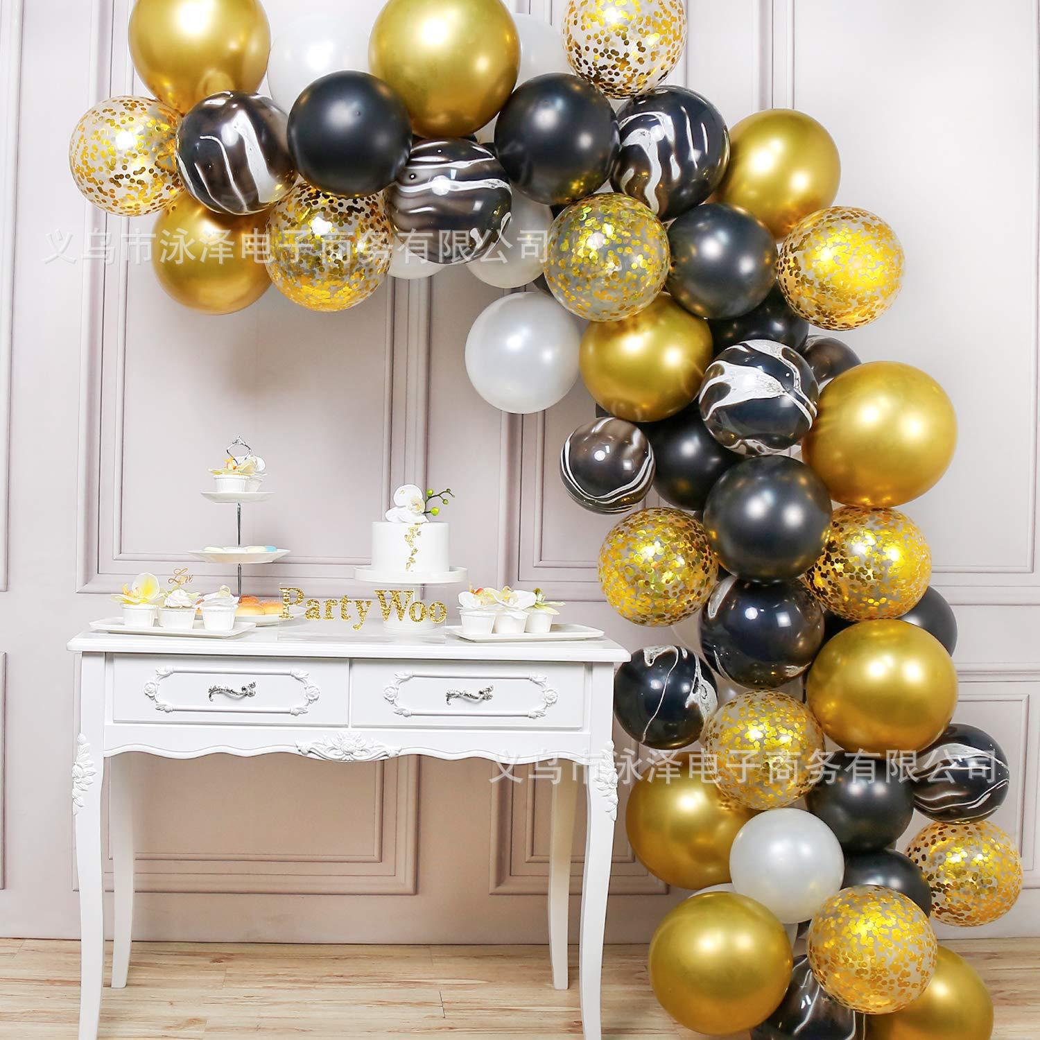70pcs balloon arch bridge black white balloon black agate metal ball party decoration