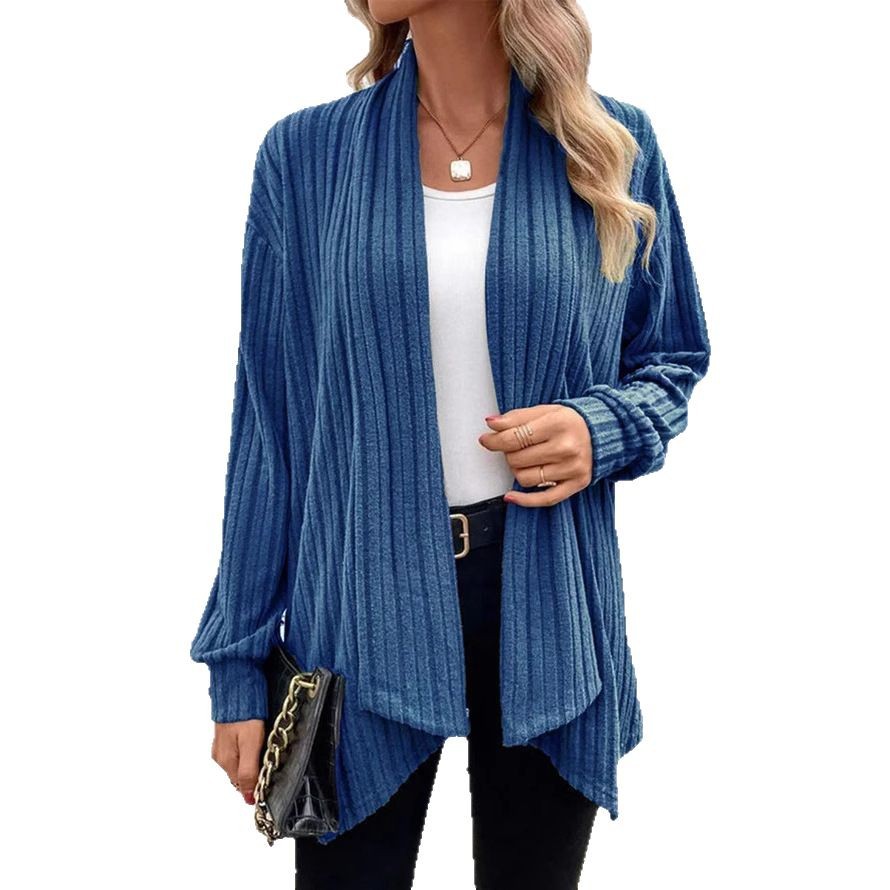 temu's new autumn and winter long-sleeved solid color loose cardigan for cross-border women's clothing from Europe and America in 2025 Item Picture