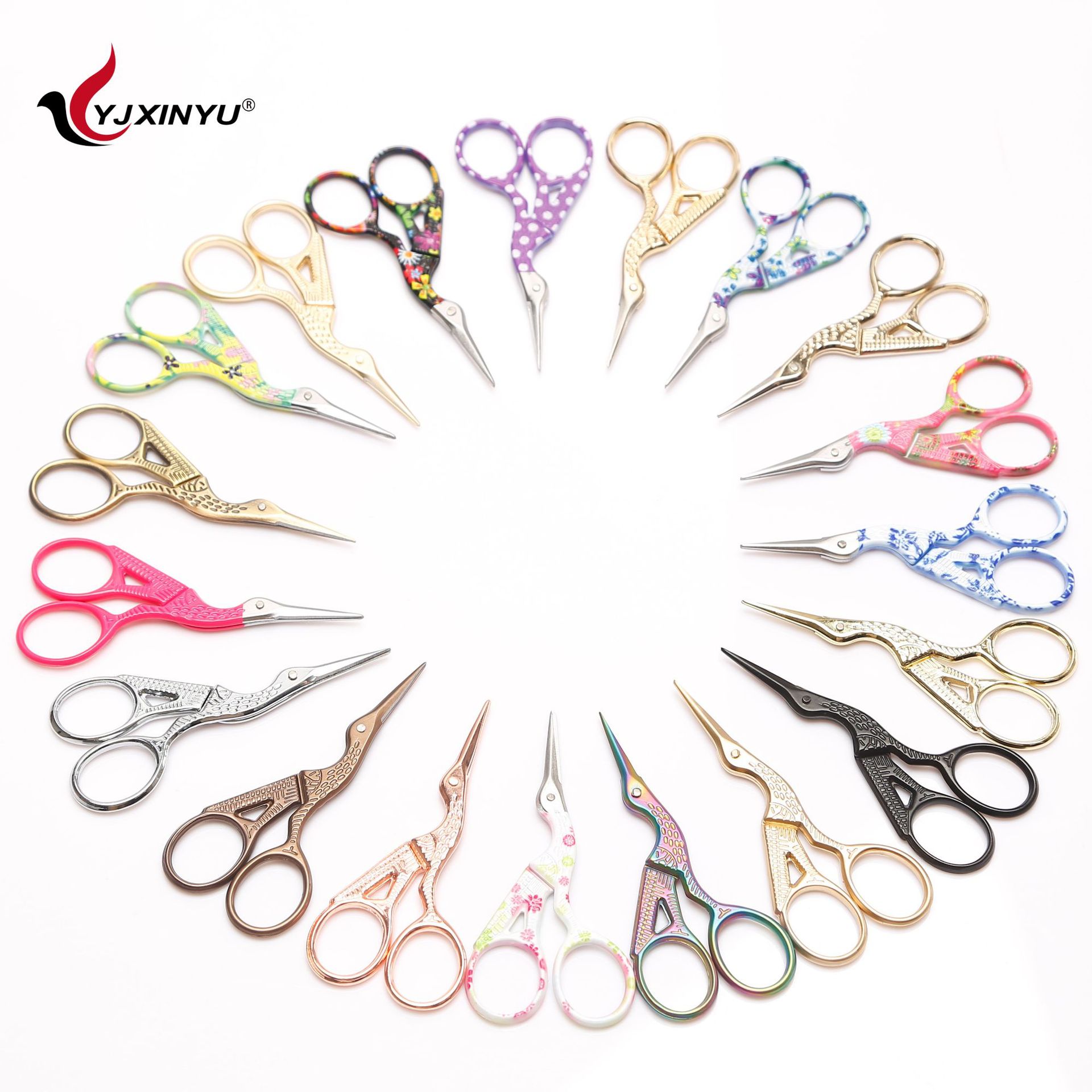 Factory direct supply of 3.5-inch retro scissors, small crane scissors, stainless steel embroidered thread end scissors, crane and bird scissors, cute