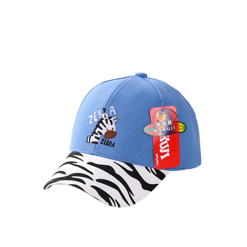 Baby hats, zebra children's baseball caps, boys' baseball caps, girls' sun hats, sun protection trendy cartoon hip-hop caps Item Picture