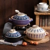 Coarse clay retro household ceramic clay pot, Japanese shallow-mouth pot, stew pot, frying pot, gas open flame 煲仔饭 high temperature resistant details Picture