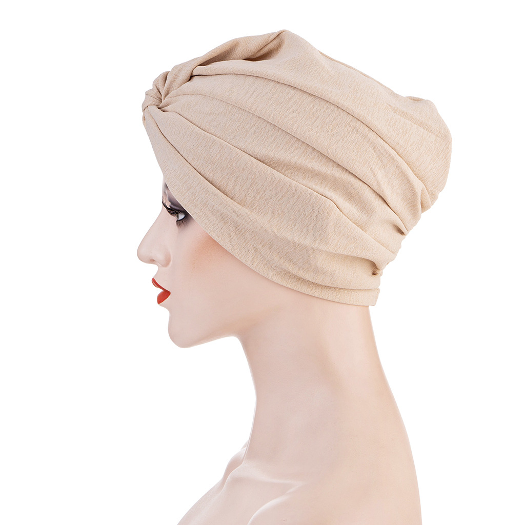 New stretch fabric forehead cross-colored base Indian headscarf and Muslim headscarf cap from Amazon in Europe and America details Picture