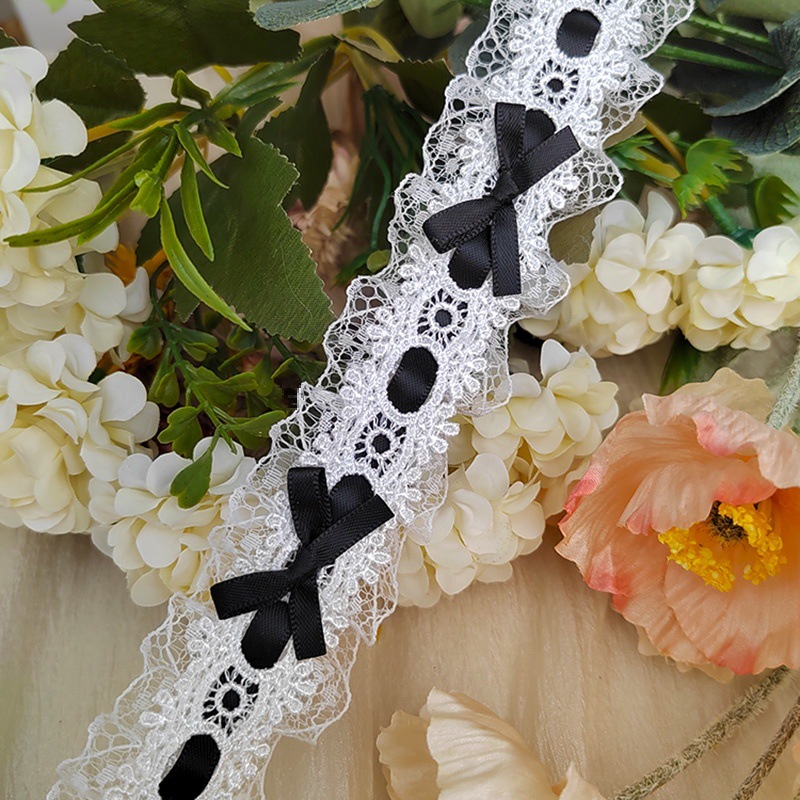 Bow lace, woven lace, pleated wedding dress, hem skirt, curtains, collar, Lolita doll, lace accessories