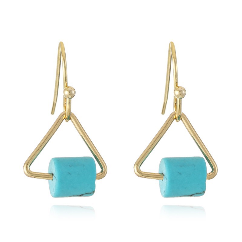 Cross-Border New Fashion Natural Stone Earrings Women's High-Grade Sense Of Temperament Semi-Precious Stone Geometric Triangle Earrings Wholesale Item Picture