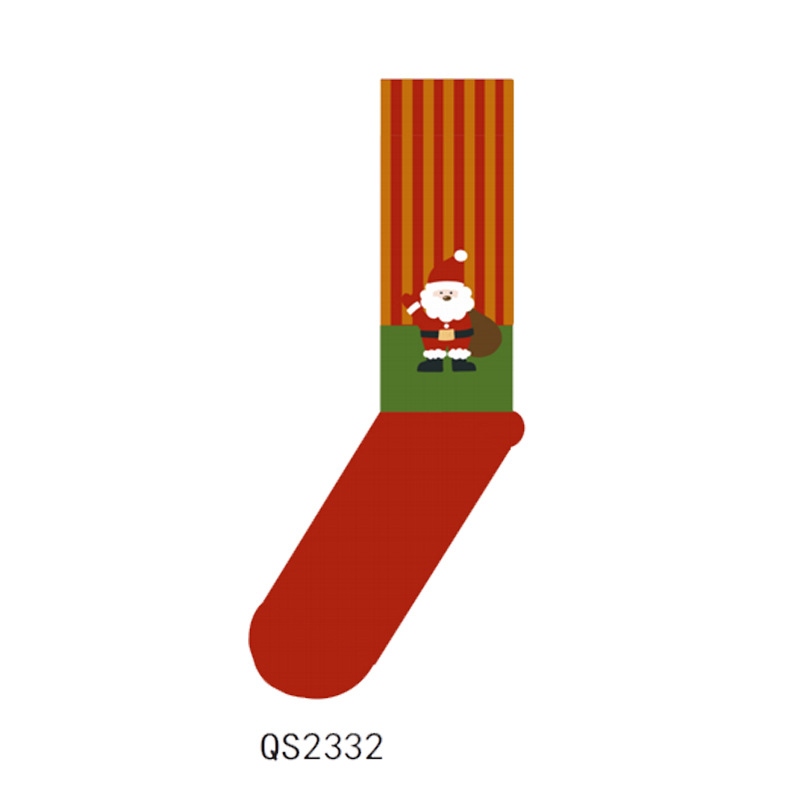 热销圣诞袜红色简约圣诞节纯色圣诞老人菱格图案圣诞长筒袜圣诞详情图3