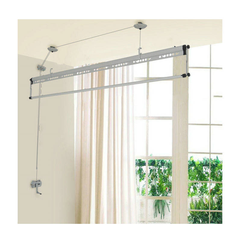 Wholesale of single-pole hand-cranked single-pole manual clothes drying rack with lifting and lowering poles, hand-cranked aluminum alloy clothes drying rack Item Picture