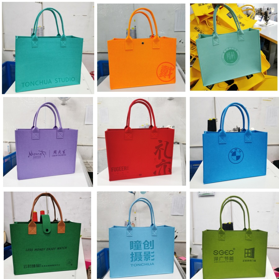 Felt Handbag Fashion Net Red Small Red Book Large Capacity Felt Bag Gift Bag Everything Shopping Tote Bag Customization Specification drawing
