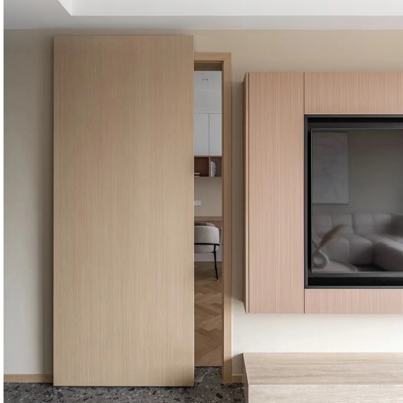 Factory wholesale wooden doors, simple invisible doors, indoor study rooms, bedrooms, solid wood barn doors, suspended frameless ghost doors