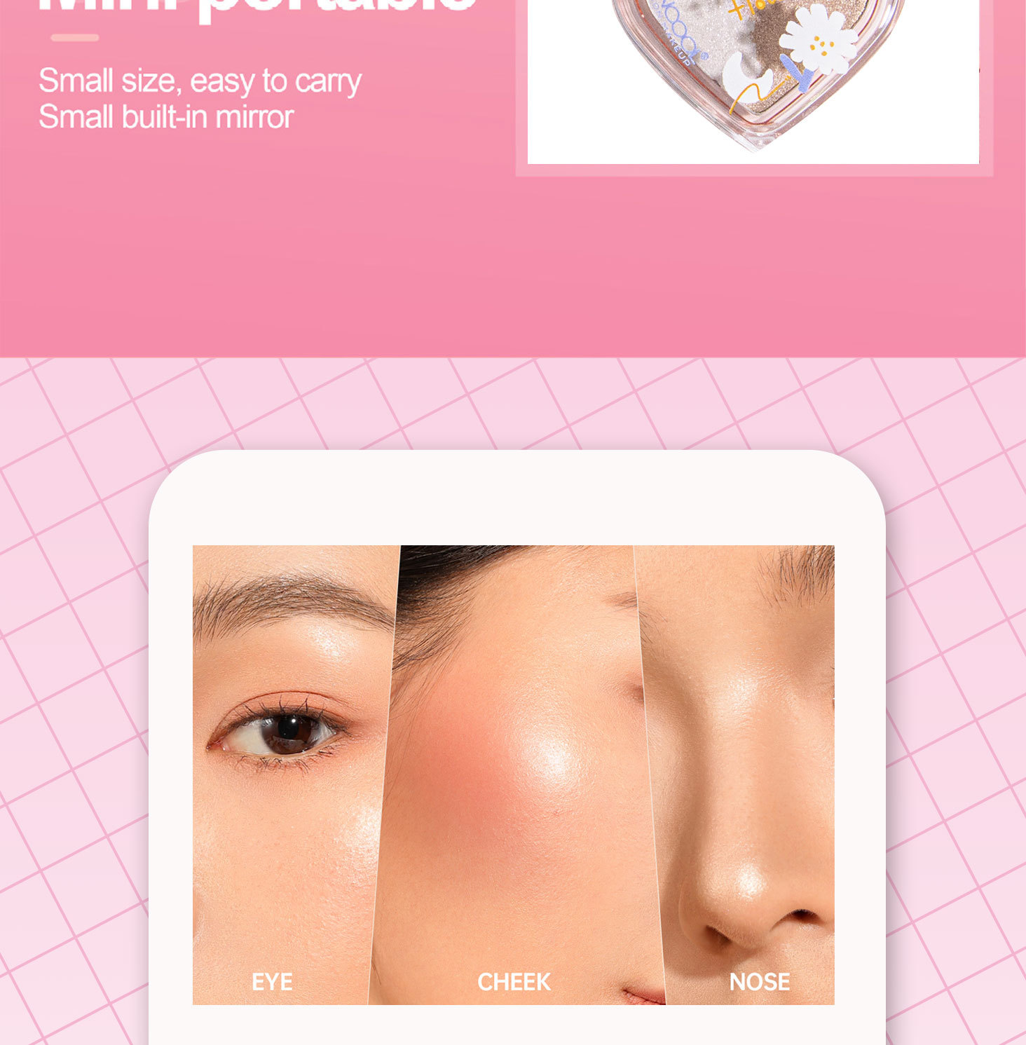 SEVENCOOL Mixed-color Heart-shaped Highlighter Powder, Long-lasting Fine Glitter Contouring Powder, Nose Shadow Brightening and Skin Tone Highlighter and Sparkling Powder pic 8
