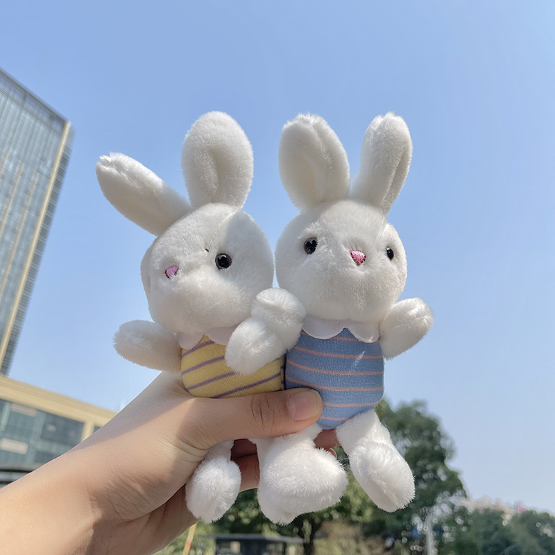 条纹衫小兔子公仔挂饰情侣钥匙扣学生背包挂件可爱毛绒玩偶配饰 Specification image