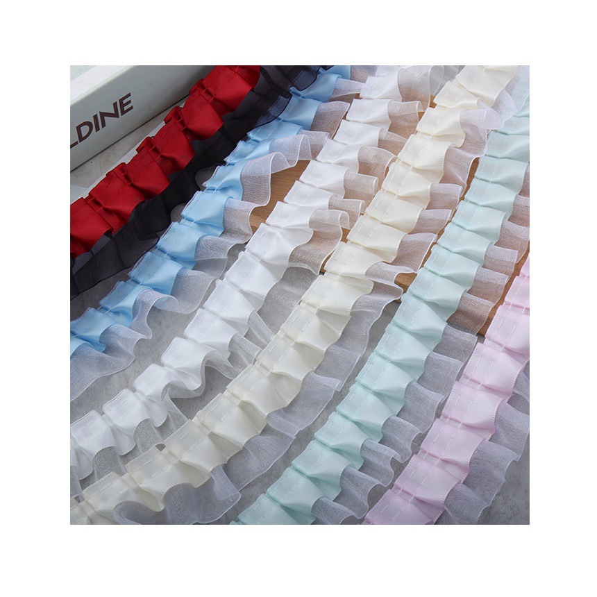 4cm polyester snow yarn with pleated lace toys in stock, DIY craft clothing accessories, discounted lace Item Picture