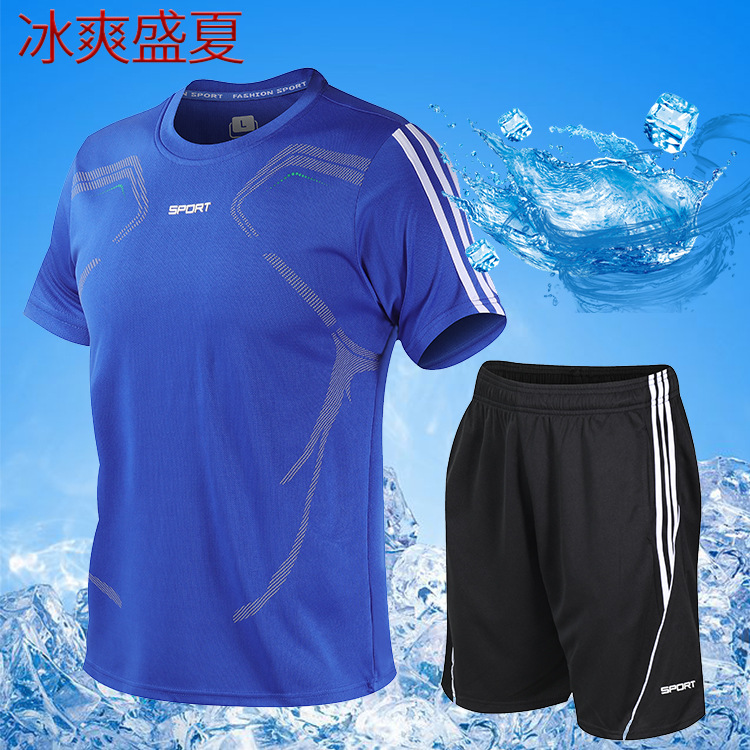Summer Sportswear Set Men's Fitness Short Sleeve T-Shirt Men's Quick Dry Running Loose Casual Custom Printed Logo details Picture