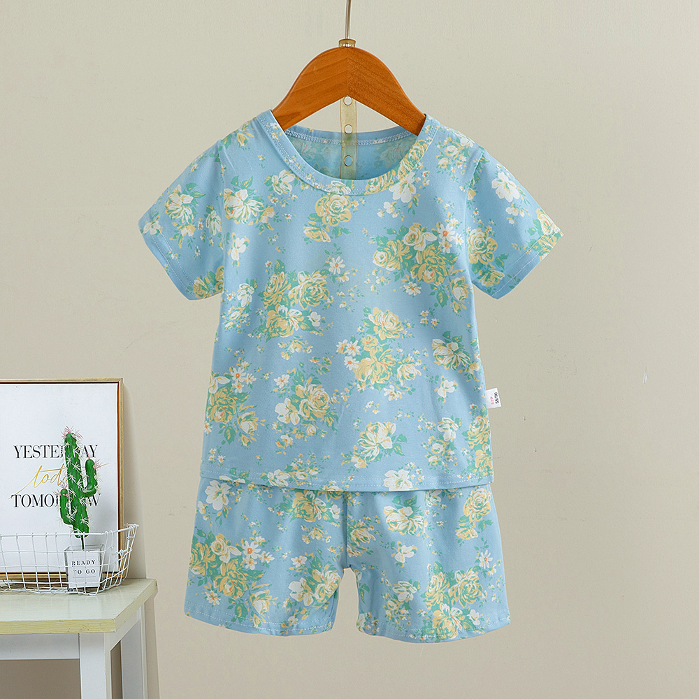 Children's short-sleeved suits, cotton summer boys' summer clothing, Korean baby clothes, girls' T-shirts, wholesale of children's clothing Specification image
