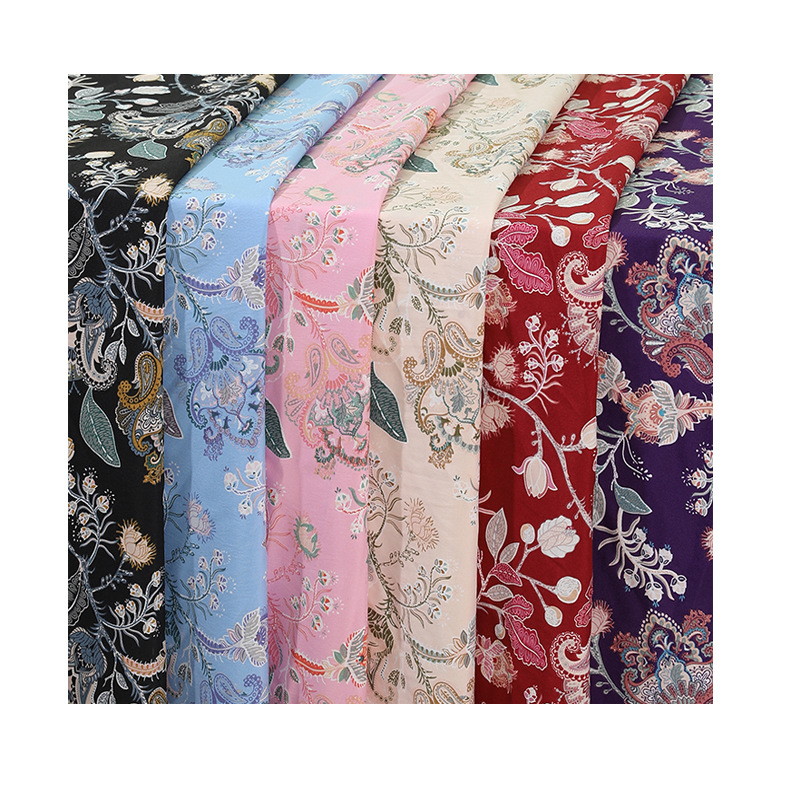 Four-Sided Elastic National Wind Cashew Flower Polyester Printed Fabric Summer Clothing Dress Fabric Two Batches Of Direct Supply Item Picture