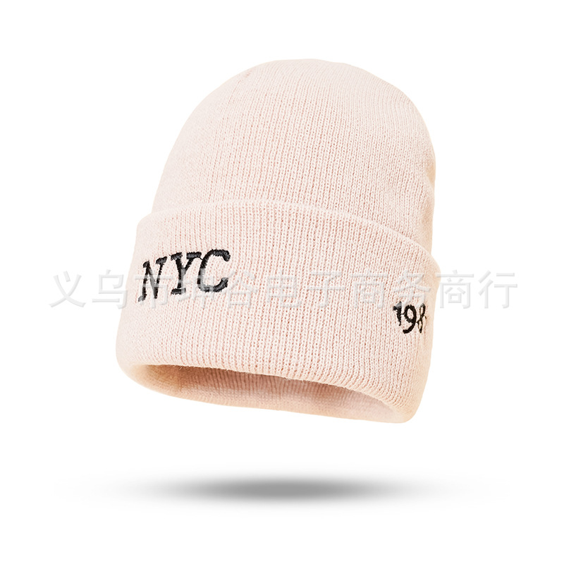 Knitted Hat Autumn And Winter Cold Hat Women's Warm Hat Europe And The United States Street Men's Pullover Hat Nyc Letter Embroidery Hat Tide details Picture