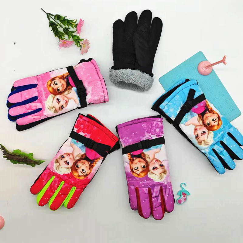 儿童手套卡通保暖手套 儿童滑雪手套加绒加厚秋冬季防风防水学生