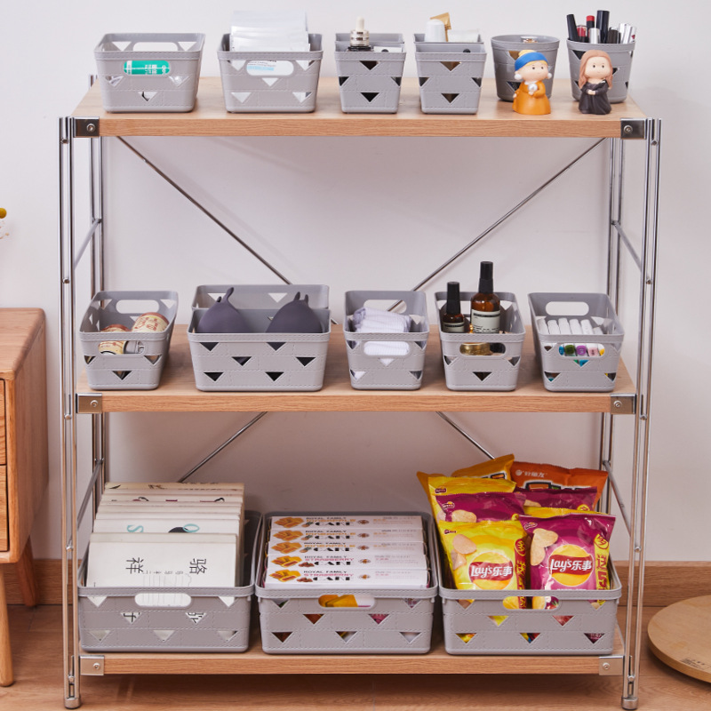 Japanese Office File Storage Basket Plastic Pp Pure Color Can Be Stacked Storage Basket Kindergarten Toy Storage Basket details Picture