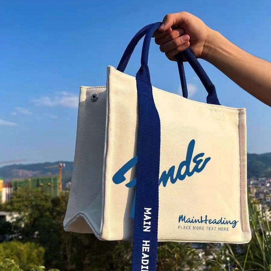 Customized logo canvas bags for high-end schools, companies, three-dimensional ribbons, film coating, enterprises, conferences, hand-held gift bags