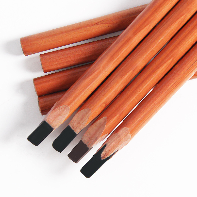 Customized square core hard core wooden eyebrow pencil with Korean formula, smooth and easy to color, tattoo eyebrow pencil for makeup artists details Picture