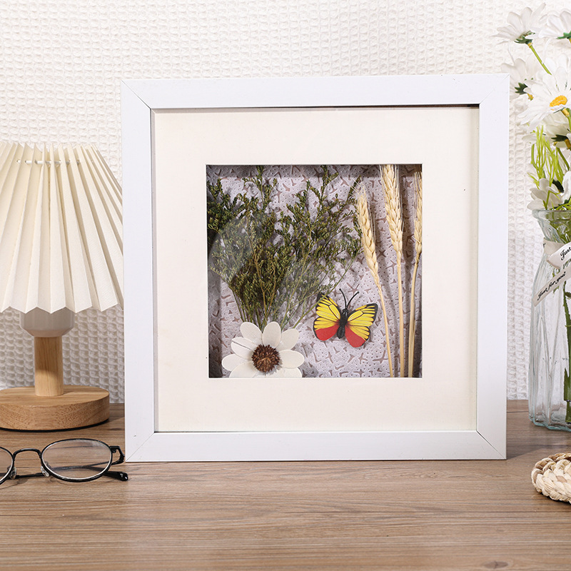 干花相框立体中空蝴蝶永生花手工diy装饰画  尺寸27*27