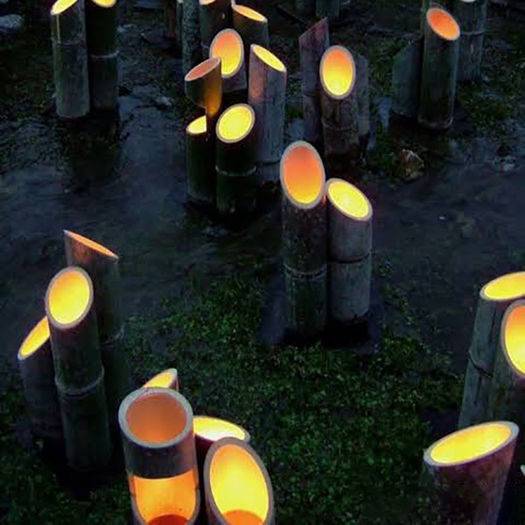 Outdoor bamboo lights, LED landscape reed lights, courtyard atmosphere lights, scenic area garden lawn decoration, bamboo and dandelion lights Application Scenario