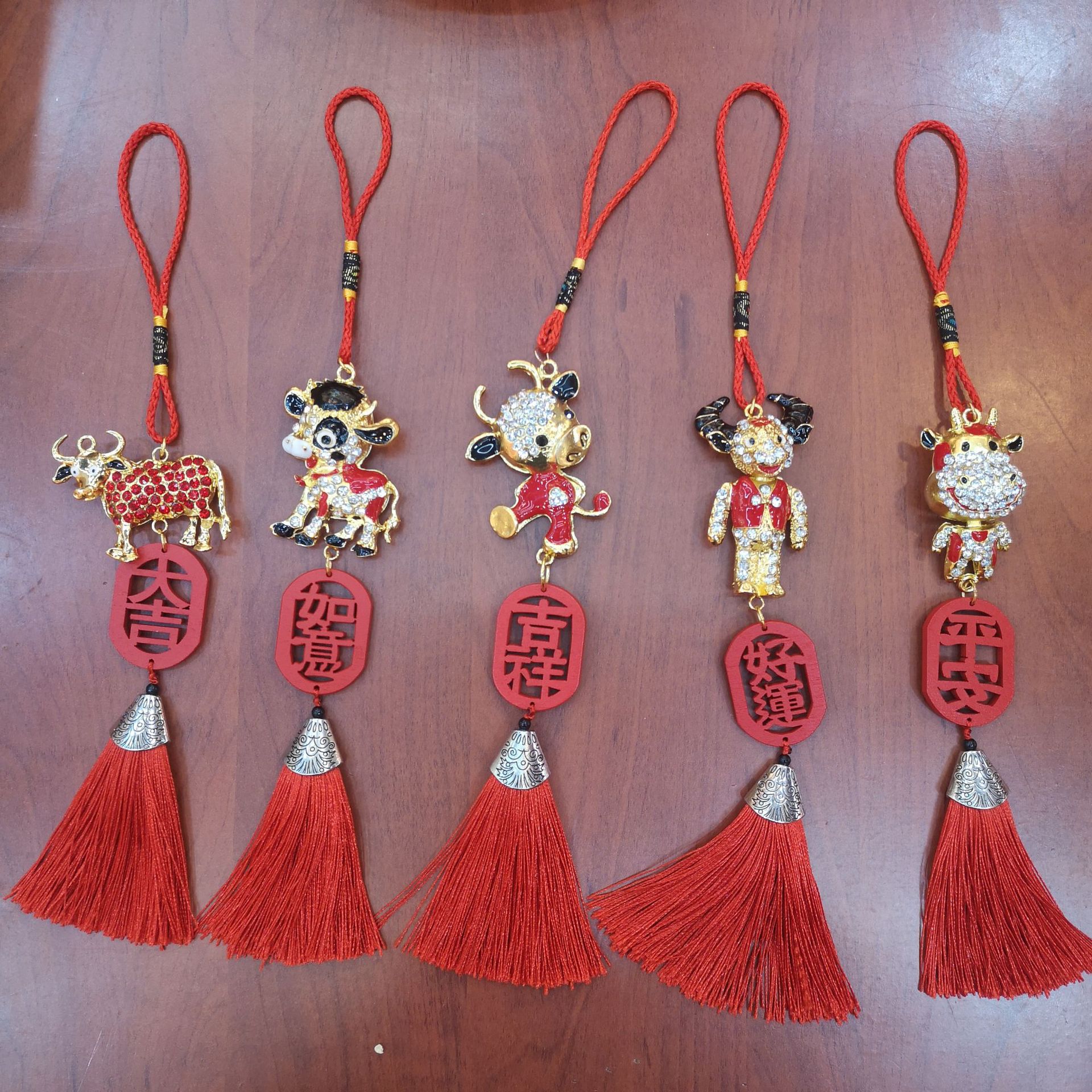 New New Year Zodiac Ox Wooden Brand Ox Activity Gift Bell Wind Chimes Gift Decoration Gift Pendant Item Picture