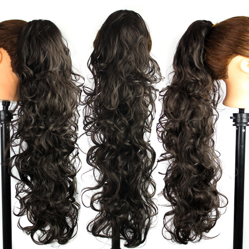 Cross-border European and American wigs, women's chemical fiber ponytail grab clips, wavy long curly hair, tiger card clips, ponytail braid manufacturer wholesale Specification image