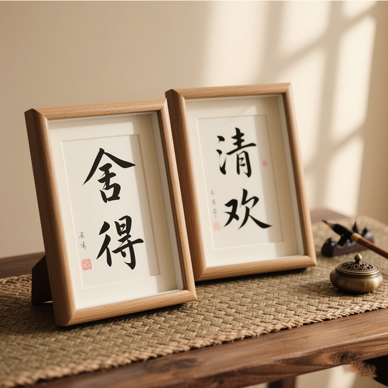 Wooden photo frame display stands, 5-inch to 678-inch a4 photo frames, calligraphy and painting work frames, empty frame ornaments, factory wholesale details Picture