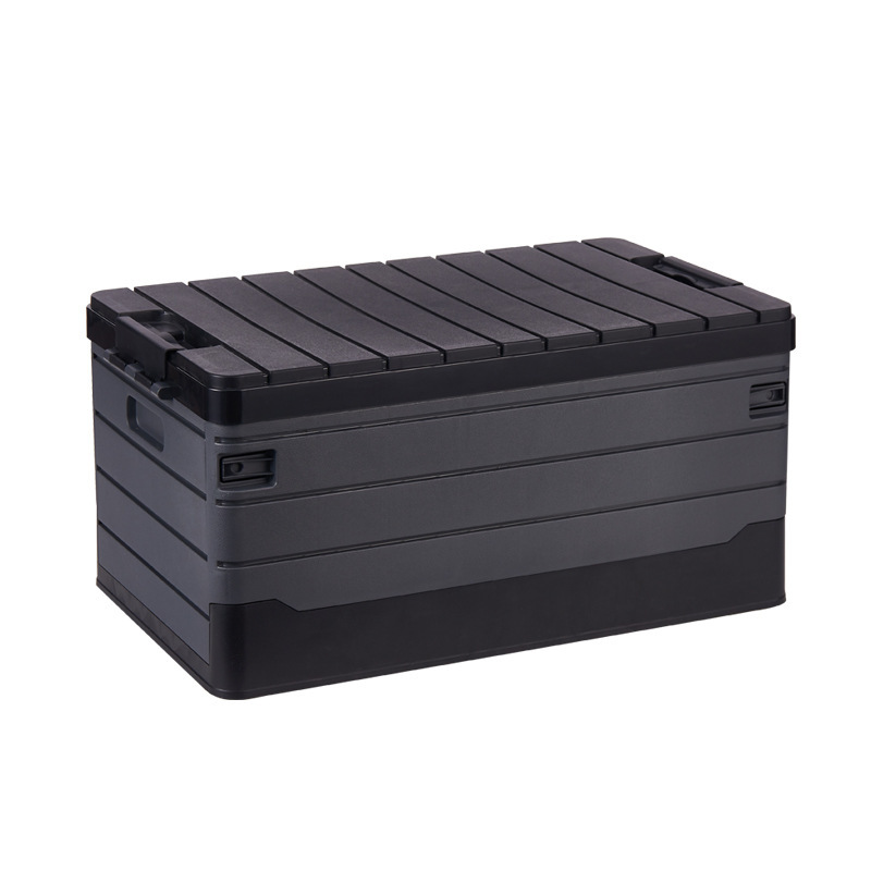 Striped plastic folding storage box, car storage box, thickened and reinforced dual-purpose plastic box for home and car, storage box 0753 Item Picture