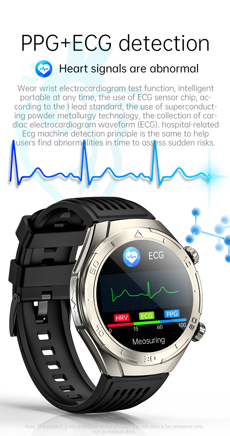 1.6inch金属CES睡眠心率血压血氧HRV压力尿酸血糖ECG心电通话手表详情18