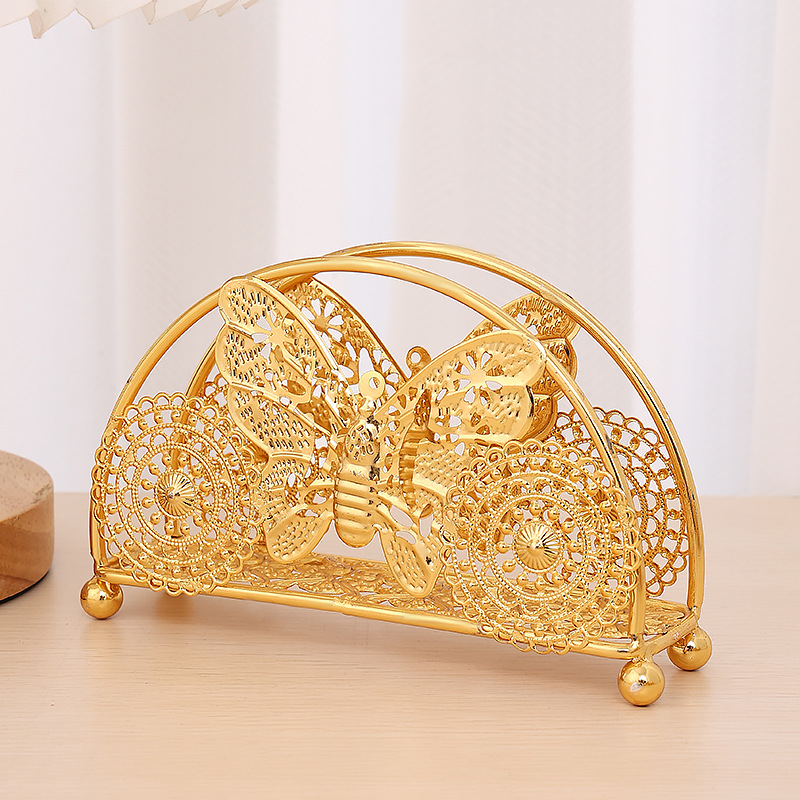 Gold Wrought Iron Paper Towel Rack Household Restaurant Countertop Vertical Napkin Rack Table Square Towel Rack Hotel Storage Rack Application Scenario