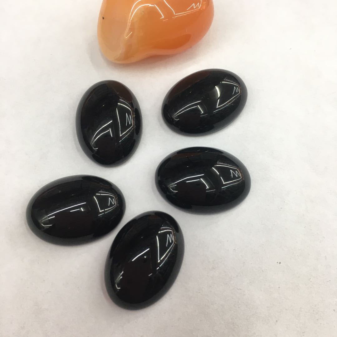 Cross-border direct sales of natural optimized black agate denel-shaped ring faces, wholesale accessories of European and American fashionable agate rough stones and semi-precious stones Item Picture