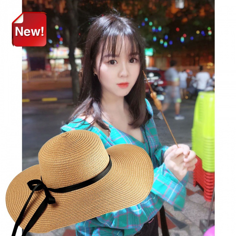 The straw hat girl's summer travel seaside versatile sun hat, outdoor camping sun hat, beach photo shoot sun protection hat, new Application Scenario