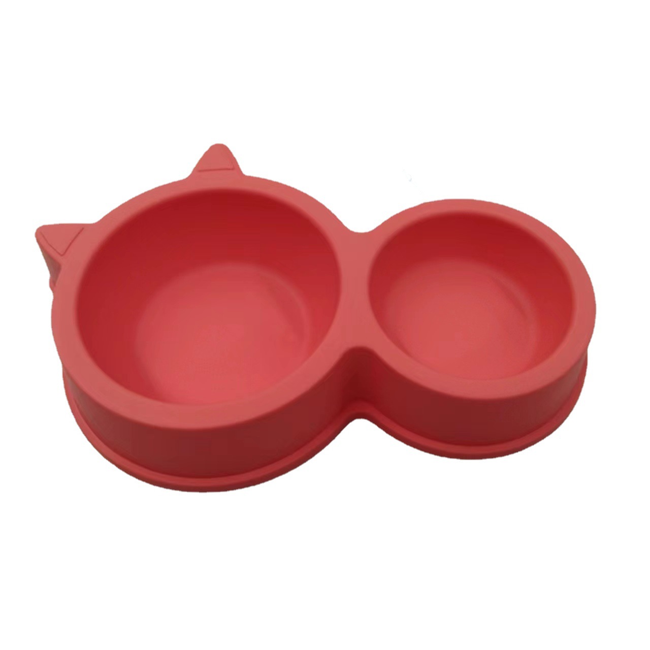 High-quality cat-shaped candy-colored pet feeding bowls, durable and anti-tipping double-bowl pet feeding basins Item Picture