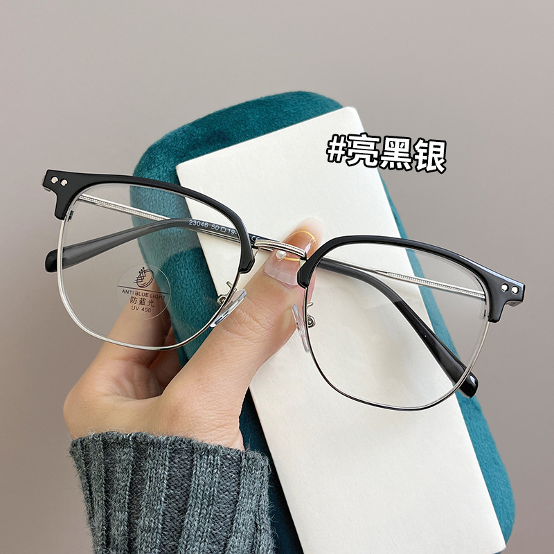 半框眼镜女近视可配有度数高级感眼镜框男大框素颜显瘦眼睛框架详情图3