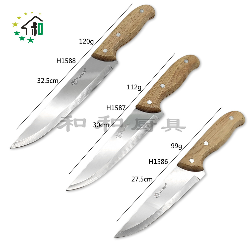 Wholesale wooden handle stainless steel knife Fruit knife non-slip design Easy to carry home chef's knife slice kitchen knife details Picture