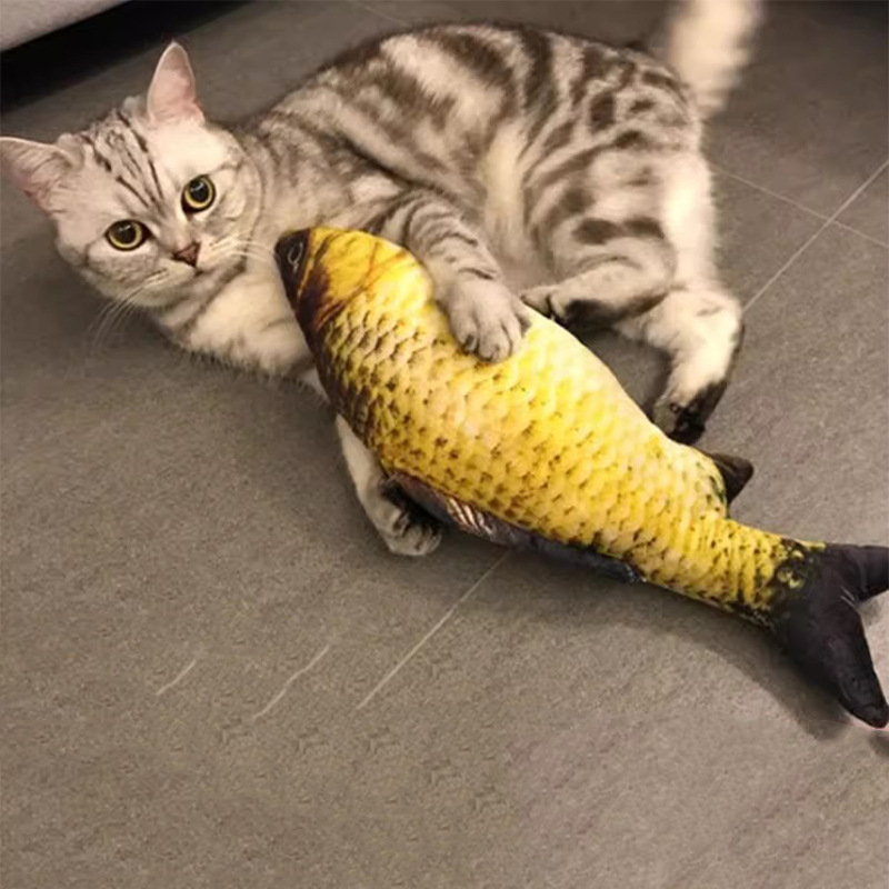 跨境宠物猫猫玩具毛绒布偶猫咪玩偶自嗨啃咬磨牙逗猫仿真薄荷鱼