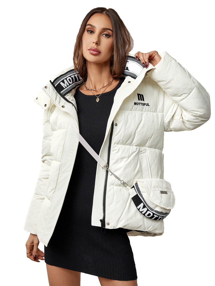 2024 New Cross-Border Fashion Short Cotton-Padded Women's Trend Leisure Foreign Trade Warm Hooded Ladies Cotton-Padded Coat Coat details Picture