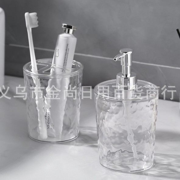 Water ripple lotion bottle, press-type hand sanitizer + toothbrush holder, transparent facial cleanser, foaming bottle, bath portioning bottle full figure