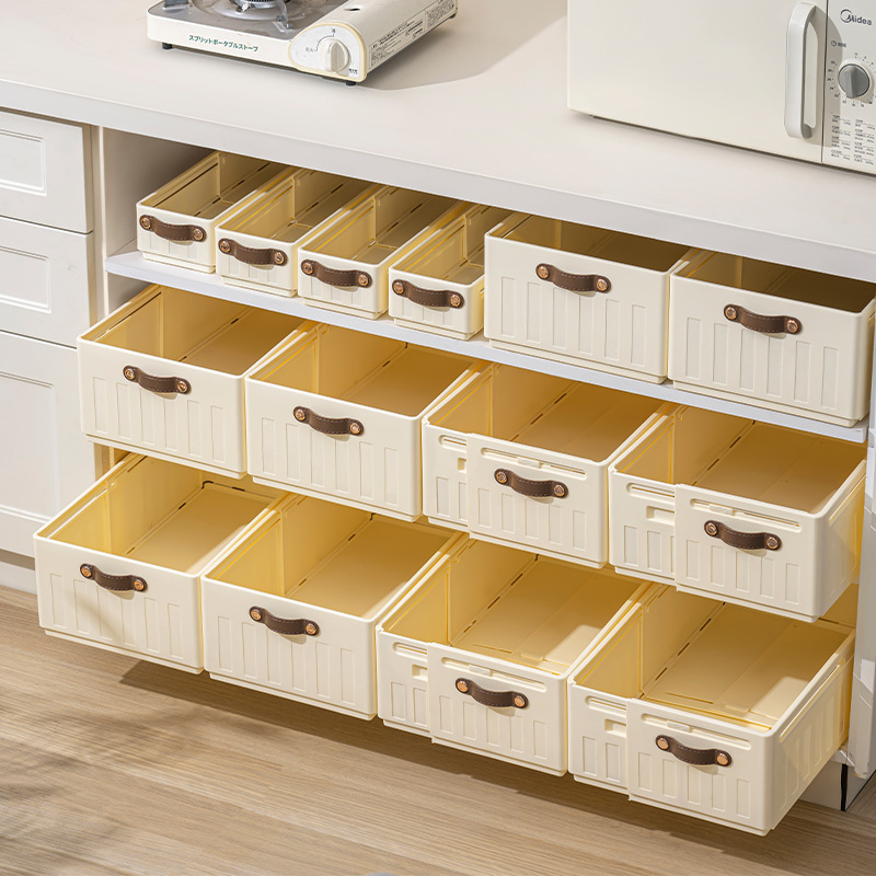 橱柜可前后左右伸缩厨房深柜整理筐杂物零食塑料抽屉式储物收纳盒