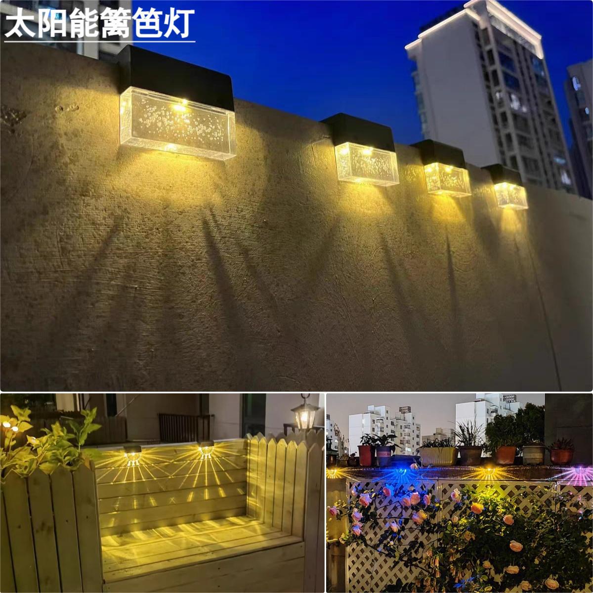 Cross-border solar step lights, outdoor rainproof courtyard column head lawn garden atmosphere lights, villa gate fence lights
