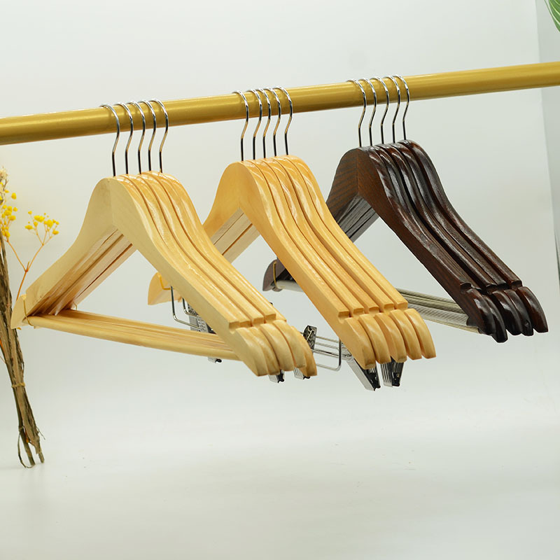 Foreign trade simple solid wood hanger, anti-slip and traceless down jacket rack, wooden hanging hanger with crossbar, wooden hanger Specification image