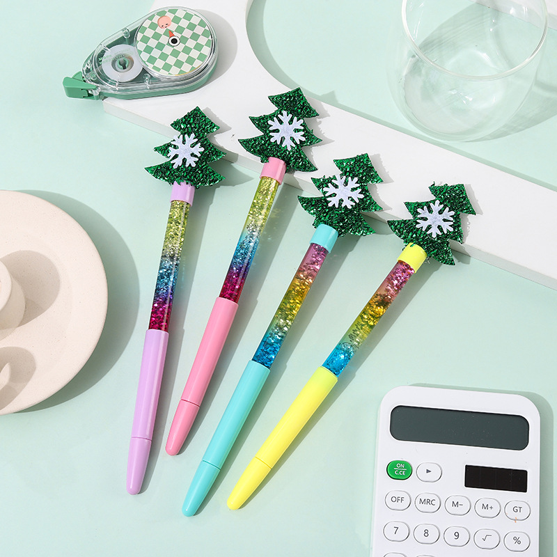 Creative Christmas Glitter Quicksand Fairy Stick Office Gift Pen Signature Pen Student High Appearance Level Neutral Pen Wholesale Application Scenario